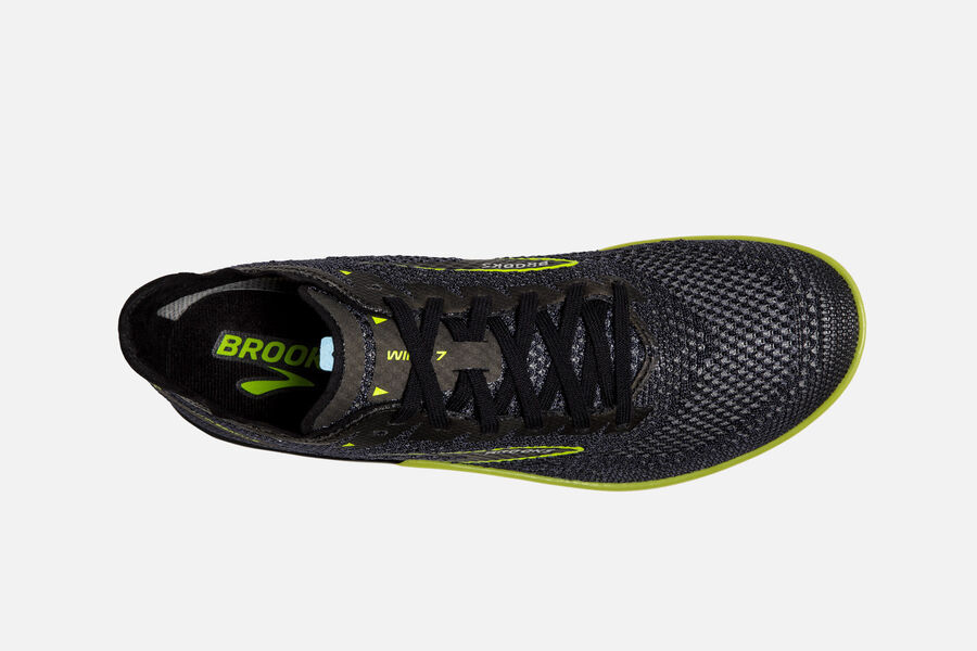 Brooks Running Shoes Mens Black/Green - Wire v7 Spikes - 6508-BCXTY